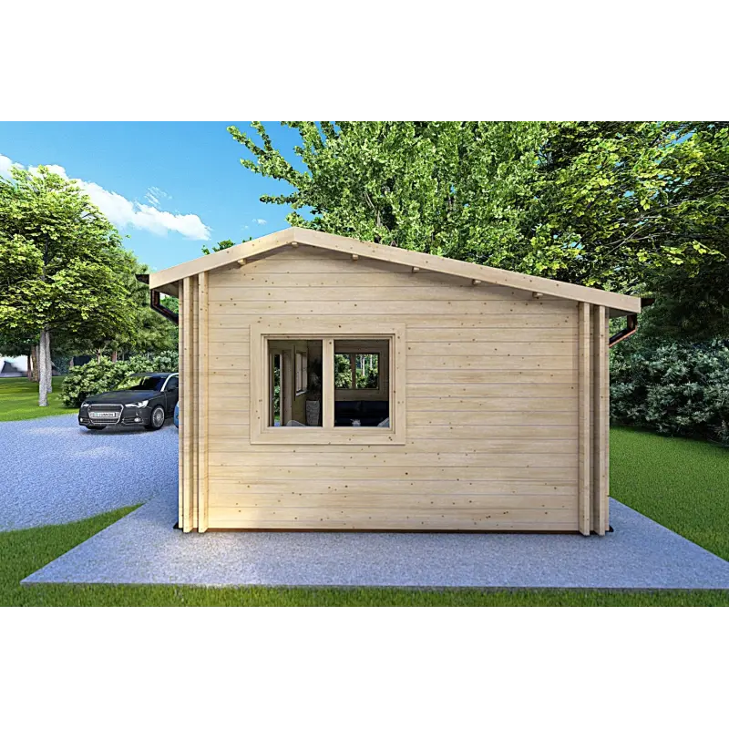 Maison en bois isolée CAMILLA 5.5x4.2 44mm, côté droit