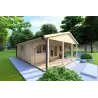 Chalet bois PERLA 6x6 44mm, façade côté gauche