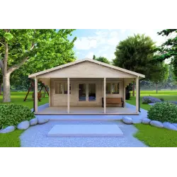 Chalet bois PERLA 6x6 44mm, vue frontale