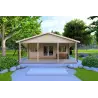 Chalet bois PERLA 6x6 44mm, vue frontale
