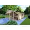 Chalet bois PERLA 6x6 44mm, façade côté droit