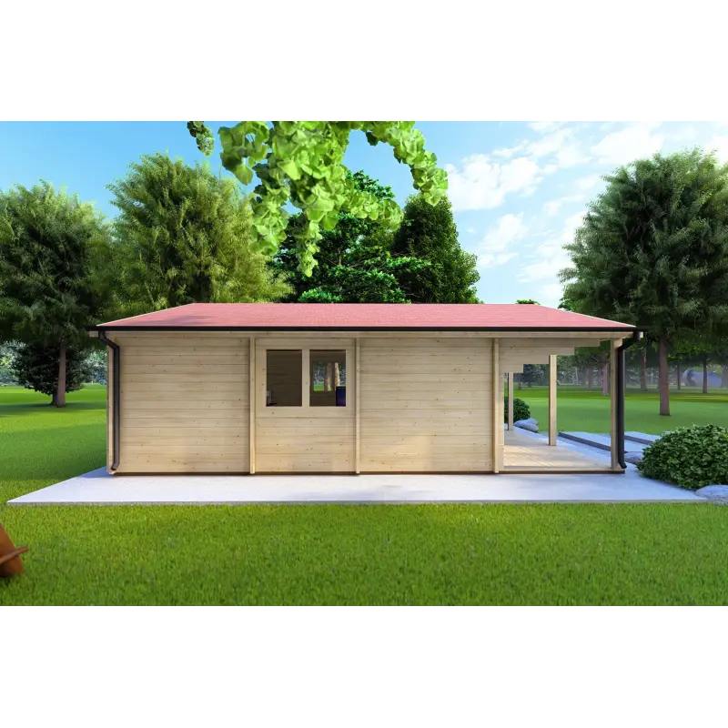 Chalet bois PERLA 6x6 44mm, côté gauche