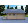 Maison en bois isolée avec mezzanine et terrasse GAIA 33.30 m², 44/100/44 mm, côté droit