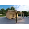 Garage en bois SIMPLE avec auvent 3x6, 44mm, façade côté droit