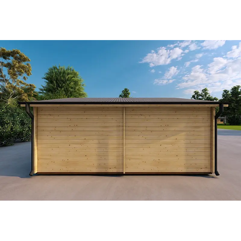 Garage en bois SIMPLE avec auvent 3x6, 44mm, côté gauche