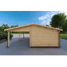 Garage en bois SIMPLE avec auvent 3x6, 44mm, vue arrière