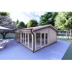 Chalet en bois AUGUSTA 8x6, 60mm, façade côté droit