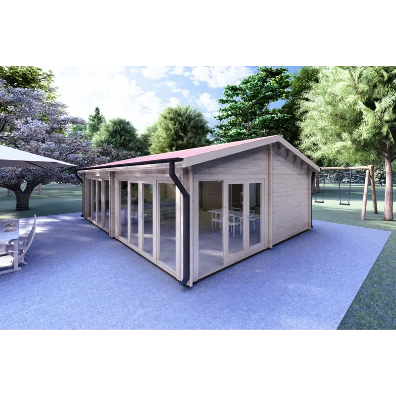 Chalet en bois AUGUSTA 8x6, 60mm, façade côté droit