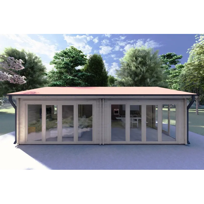 Chalet en bois AUGUSTA 8x6, 60mm, vue frontale