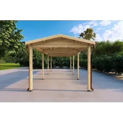 Carport en bois 6x3, 18 m², vue frontale