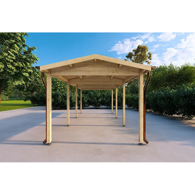 Carport en bois 6x3, 18 m², vue frontale