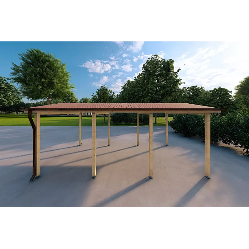 Carport en bois 6x3, 18 m², côté gauche