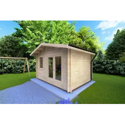 Remise en bois GIULIA 4x3, 44mm, façade côté droit