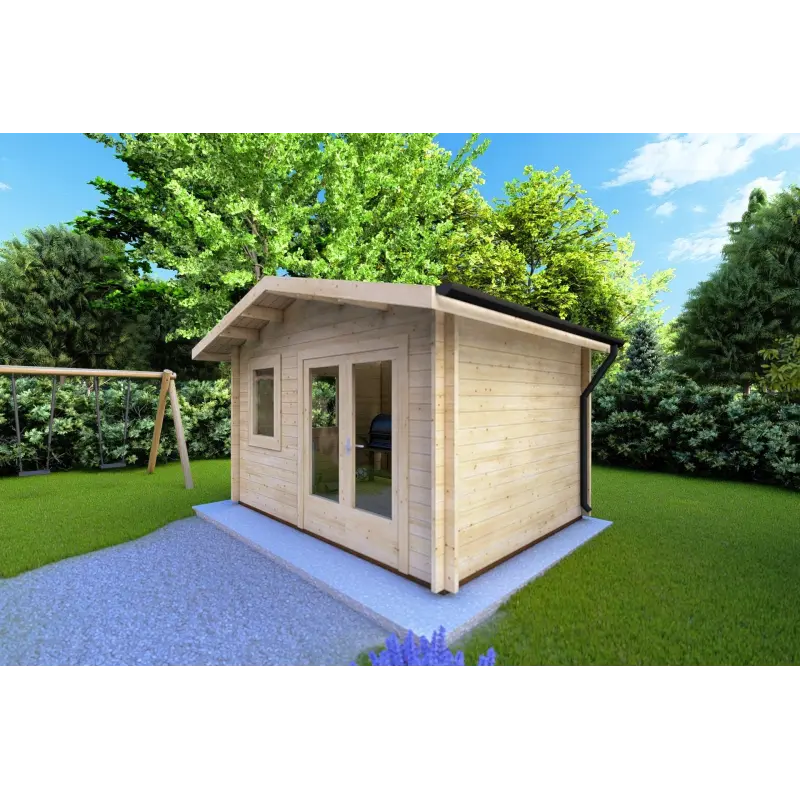 Remise en bois GIULIA 4x3, 44mm, façade côté droit