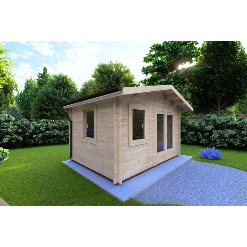 Remise en bois GIULIA 4x3, 44mm, façade côté gauche
