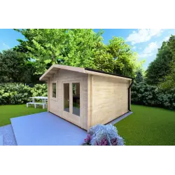 Maison en bois de jardin LAURA 4x4, 44mm, façade côté droit