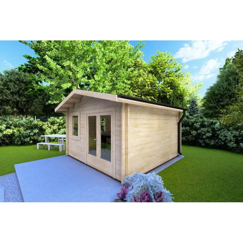 Maison en bois de jardin LAURA 4x4, 44mm, façade côté droit