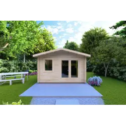 Maison en bois de jardin LAURA 4x4, 44mm, vue frontale