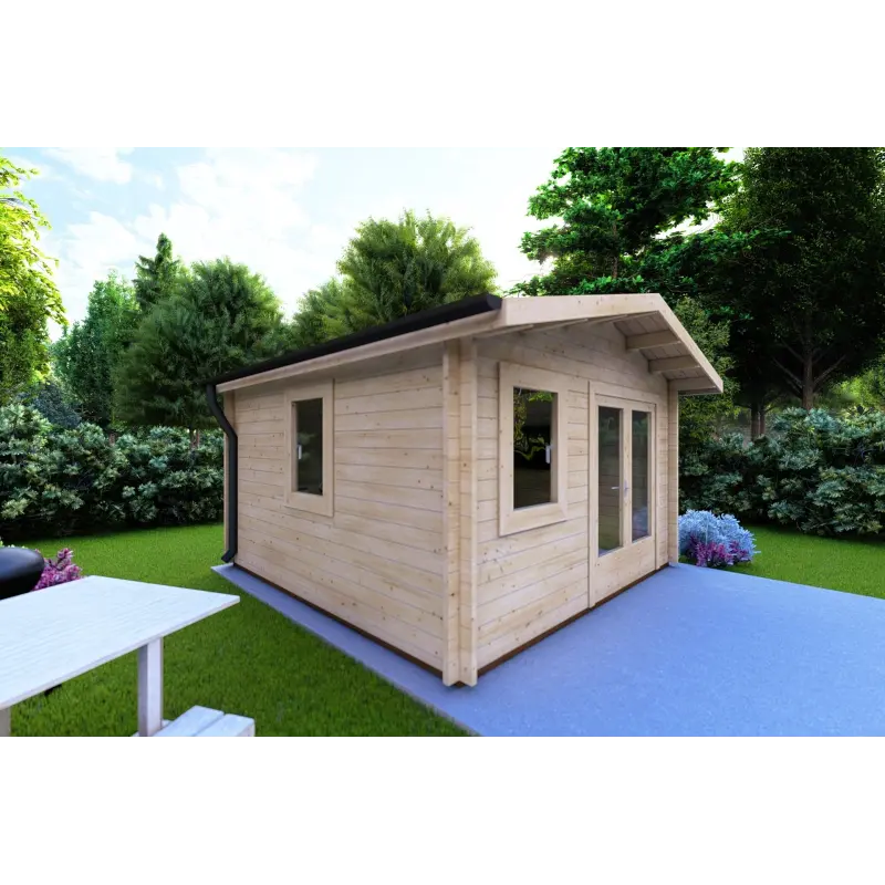 Maison en bois de jardin LAURA 4x4, 44mm, façade côté gauche