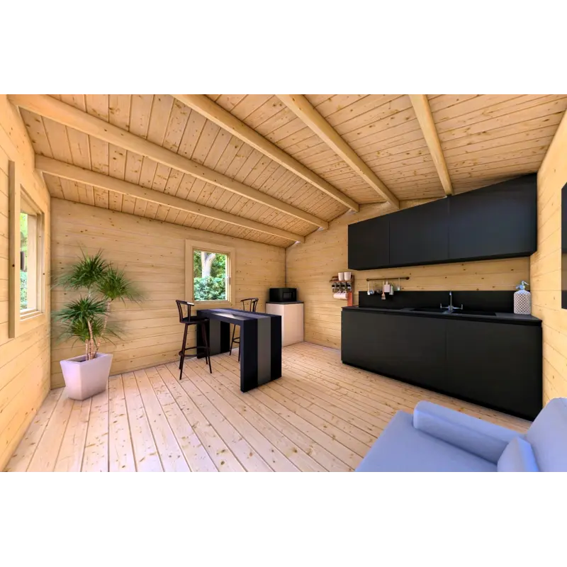 Maison en bois de jardin LAURA 4x4, 44mm, intérieur