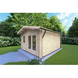 Maison en bois de jardin MATILDE 5x4, 44mm, façade côté droit
