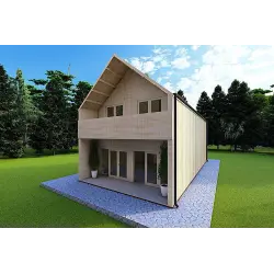 Maison isolée style moderne PENELOPE 98 m², 44/80/30/40 mm, façade côté droit
