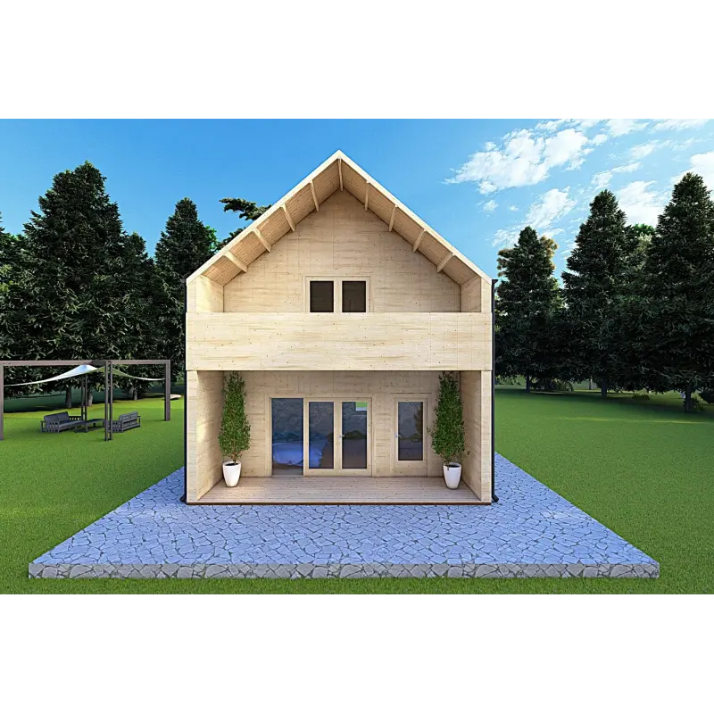 Maison isolée style moderne PENELOPE 98 m², 44/80/30/40 mm, vue arrière