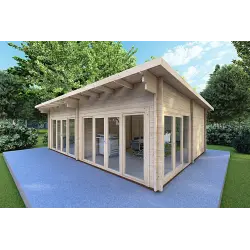 Chalet en bois AURELIA 6x8, 44mm, façade côté droit
