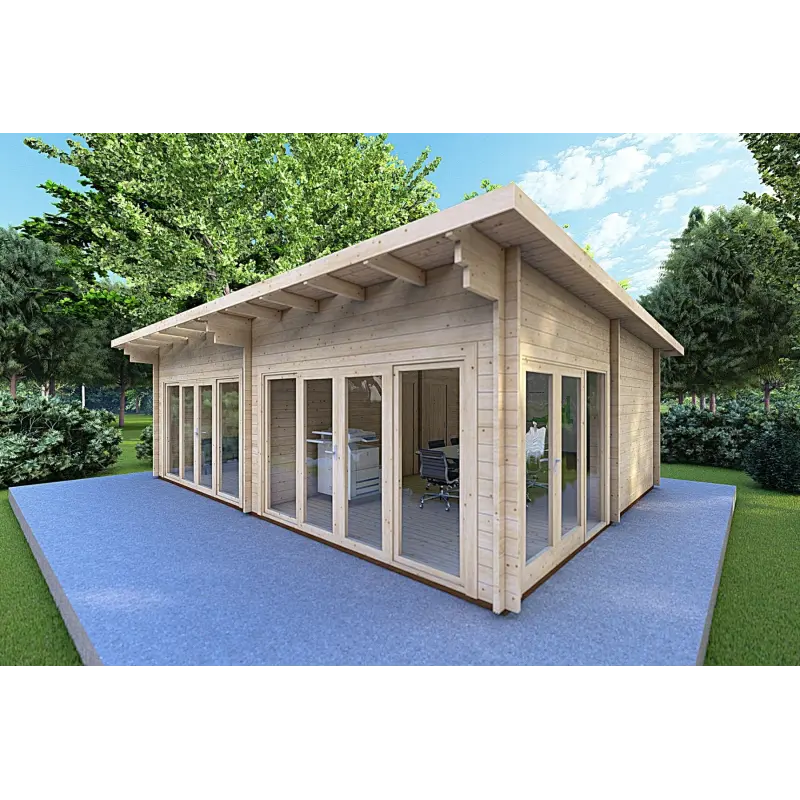 Chalet en bois AURELIA 6x8, 44mm, façade côté droit