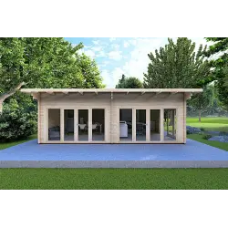 Chalet en bois AURELIA 6x8, 44mm, vue frontale