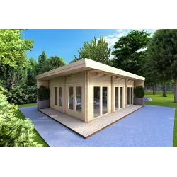Chalet bois FLAMINIA 8x6, 44mm, façade côté droit