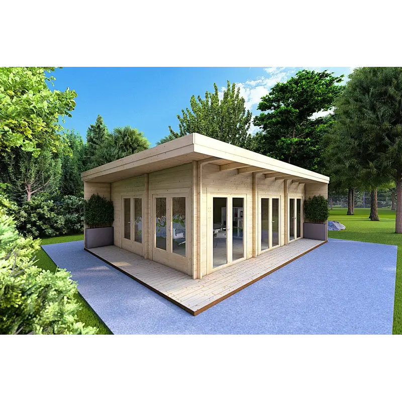 Chalet bois FLAMINIA 8x6, 44mm, façade côté droit