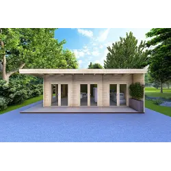 Chalet bois FLAMINIA 8x6, 44mm, vue frontale