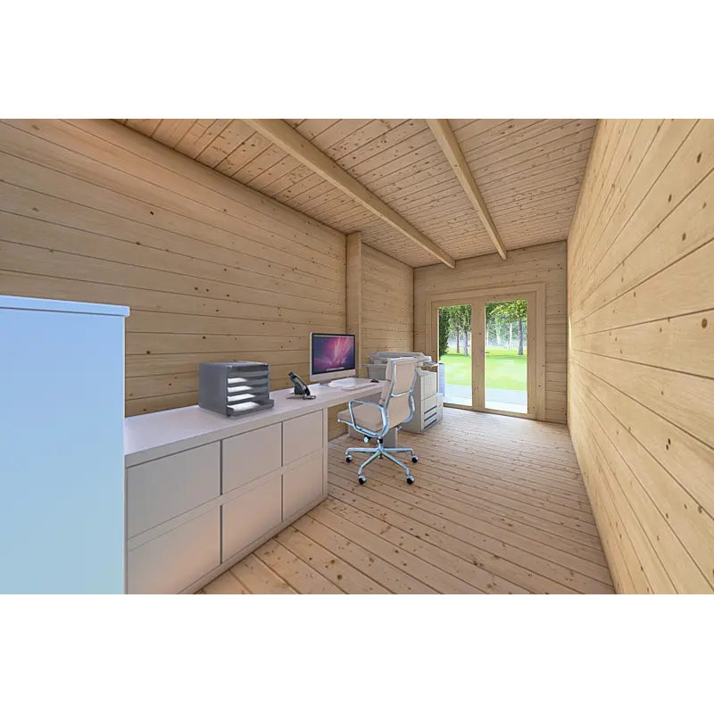 Chalet bois FLAMINIA 8x6, 44mm, vue intérieure bureau