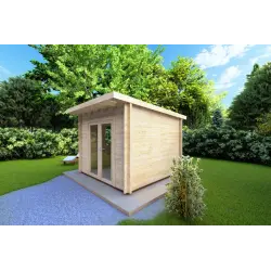 Maison en bois de jardin ILARIA 3x3, 44mm, façade côté droit