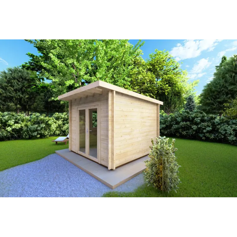 Maison en bois de jardin ILARIA 3x3, 44mm, façade côté droit