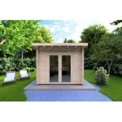 Maison en bois de jardin ILARIA 3x3, 44mm, vue frontale