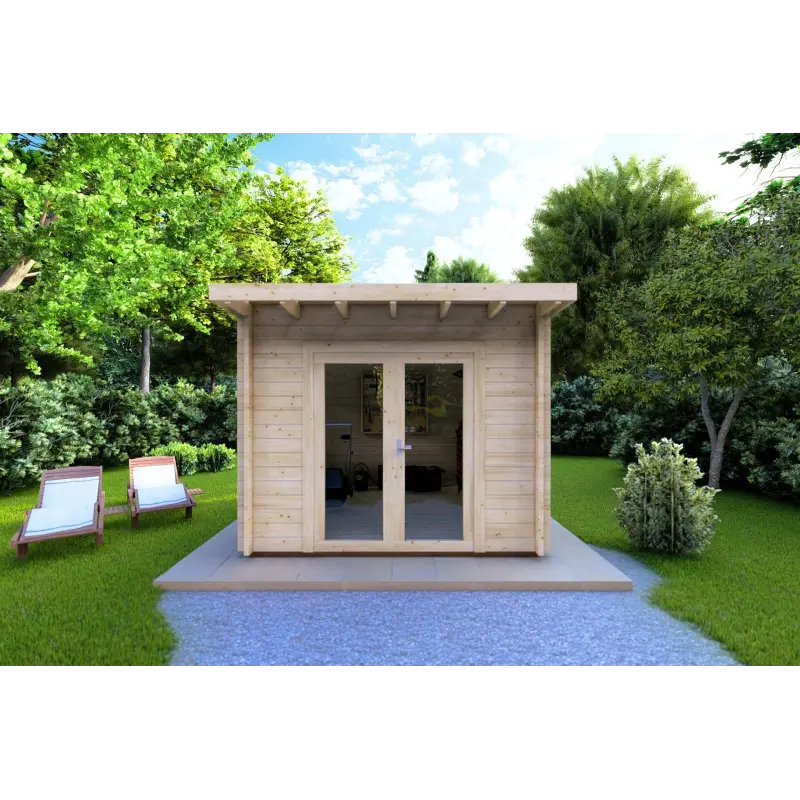 Maison en bois de jardin ILARIA 3x3, 44mm, vue frontale