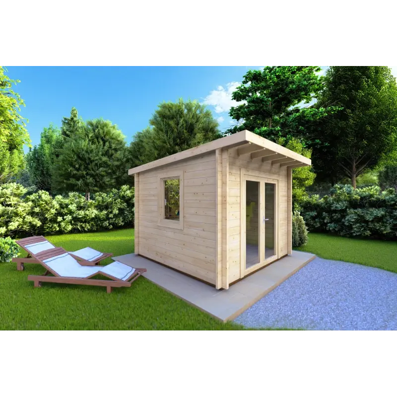 Maison en bois de jardin ILARIA 3x3, 44mm, façade côté gauche