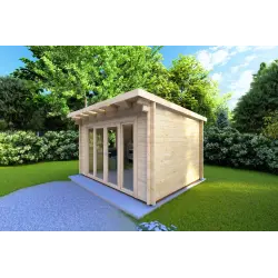 Abris de jardin en bois ILARIA 4x3, 44mm, façade côté droit