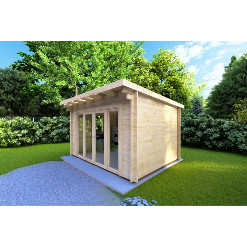 Abris de jardin en bois ILARIA 4x3, 44mm, façade côté droit