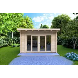 Abris de jardin en bois ILARIA 4x3, 44mm, vue frontale