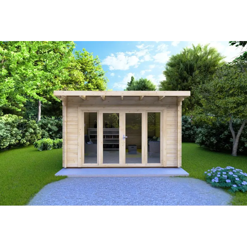 Abris de jardin en bois ILARIA 4x3, 44mm, vue frontale