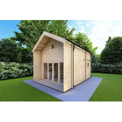 Véranda bois ELODIE 4x6, 44mm, façade côté droit