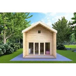 Véranda bois ELODIE 4x6, 44mm, vue frontale