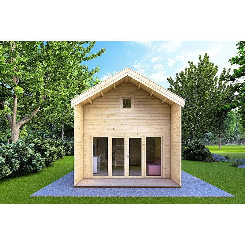 Véranda bois ELODIE 4x6, 44mm, vue frontale