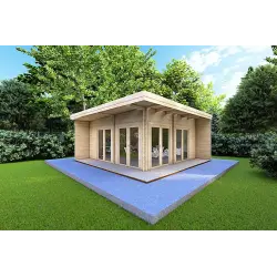 Bureau-Studio de jardin FLAMINIA 6x6, 44mm, façade côté droit