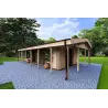 Maison habitable en bois OLIMPIA de plain-pied, 84 m², 44/140/44 mm, façade côté droit