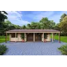 Maison habitable en bois OLIMPIA de plain-pied, 84 m², 44/140/44 mm, vue frontale