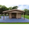 Maison habitable en bois OLIMPIA de plain-pied, 84 m², 44/140/44 mm, côté droit